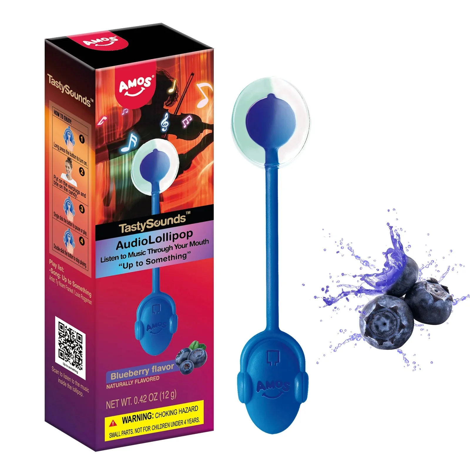 Amos Tasty Sounds Pop Blueberry Rock Music 16g