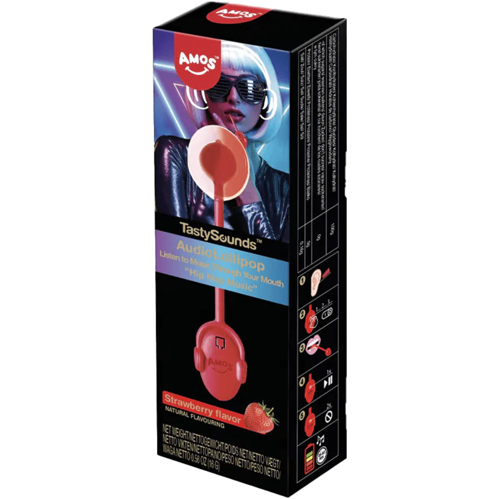 Amos Tasty Sounds Pop Hip Hop Strawberry Flavour 12g