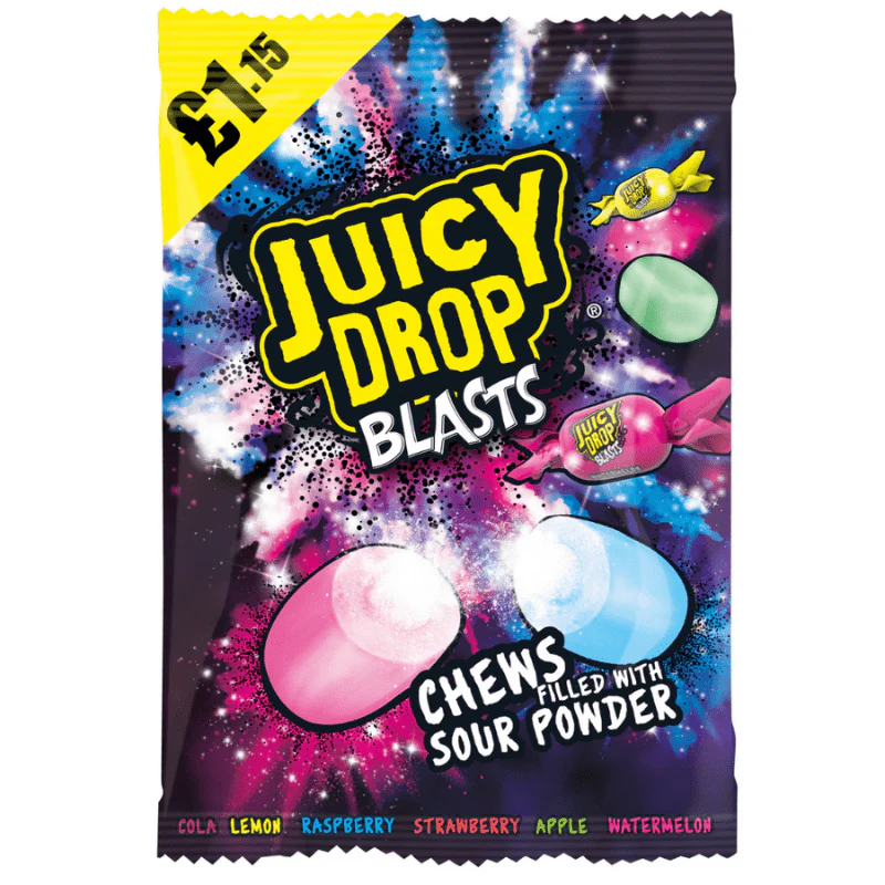 Bazooka Juicy Drop Blasts Peg Bag 120g PMP £1.15