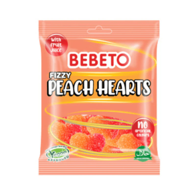 Bebeto Fizzy Peach Hearts Peg Bag 150g £1 PMP