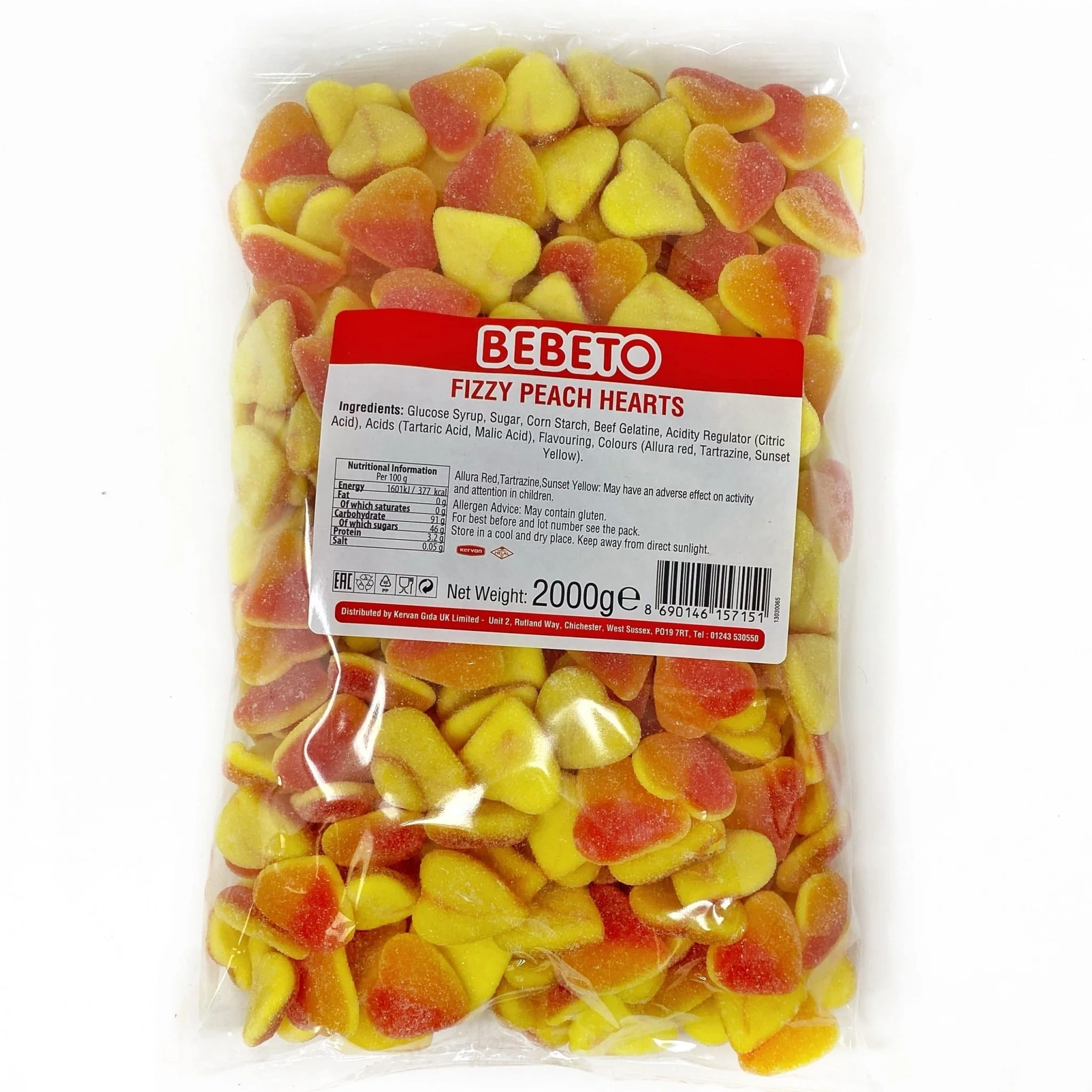 Bebeto Fizzy Peach Hearts Bag 2kg