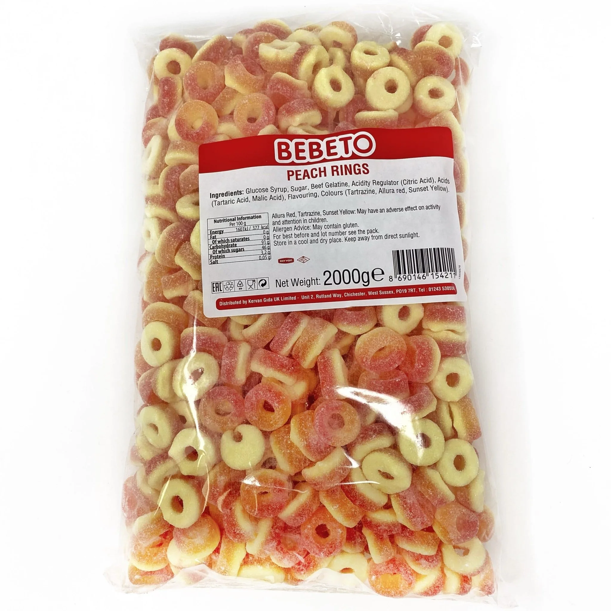 Bebeto Fizzy Peach Rings Bag 2kg