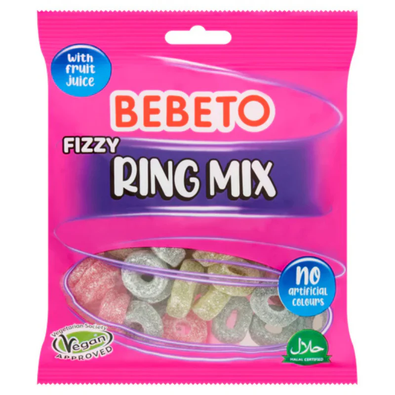 Bebeto Fizzy Ring Mix Peg Bag 150g