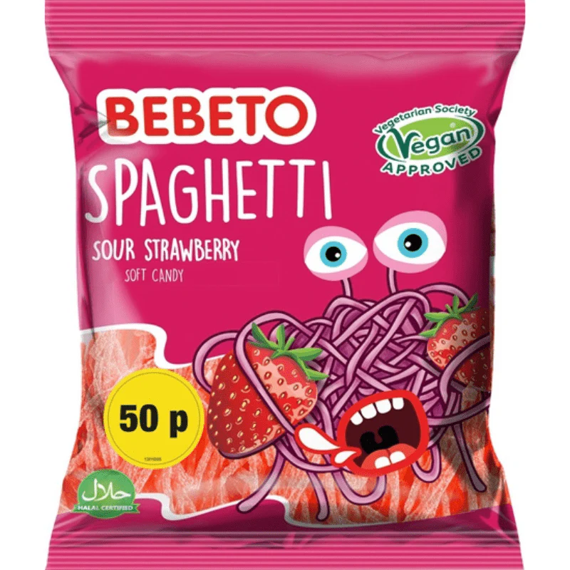 Bebeto Fizzy Strawberry Spaghetti Peg Bag 70g PMP 50p