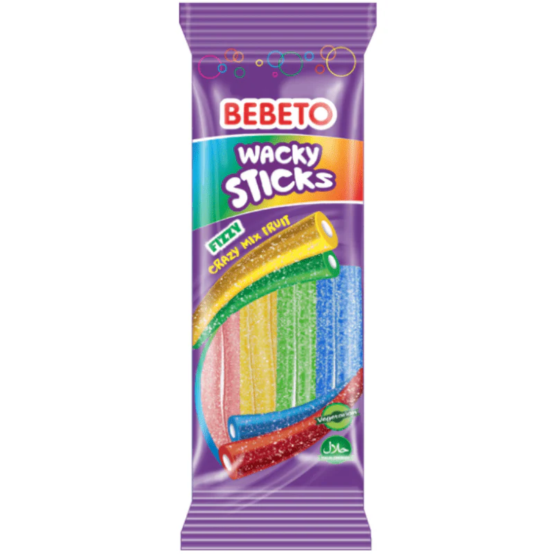 Bebeto Wacky Sticks Fizzy Rainbow Peg Bag 160g