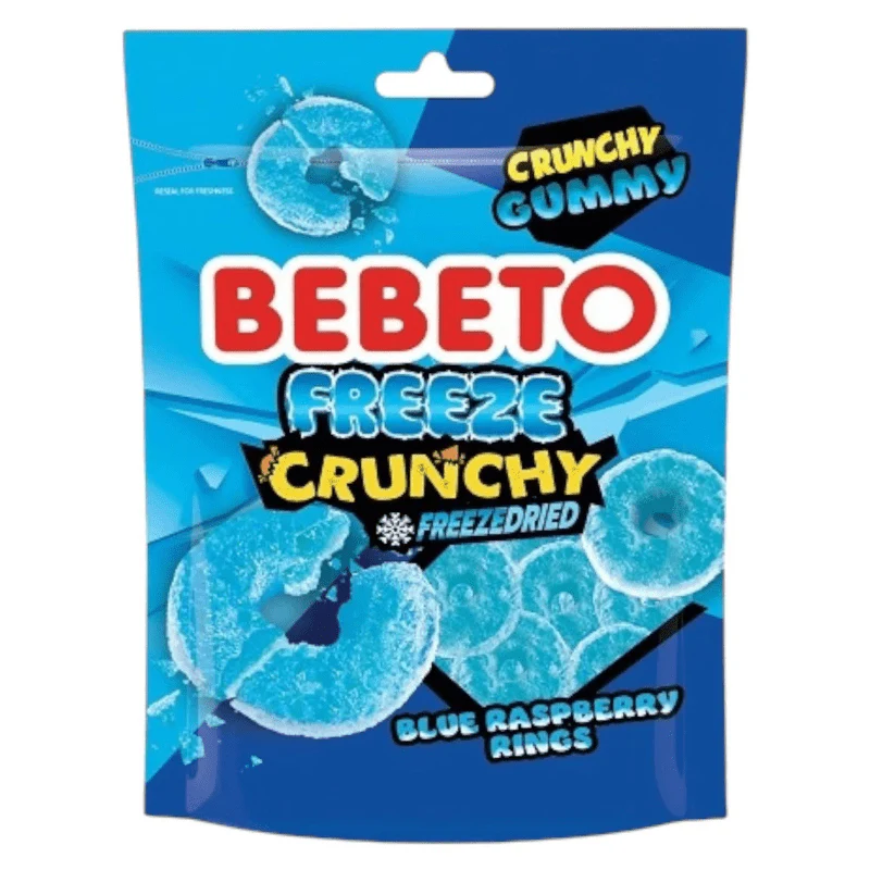 Bebeto Freeze Dried Blue Raspberry Rings Peg Bag 35g