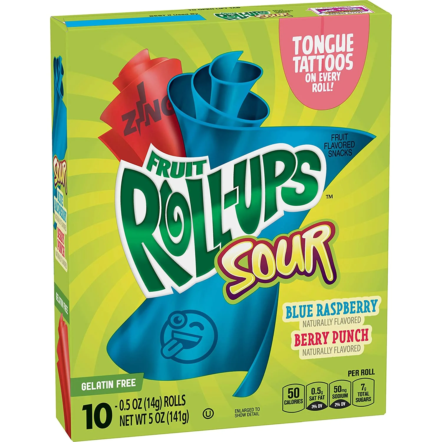 Betty Crocker Fruit Roll Ups Sour Blue Raspberry-Berry Punch Box 141g