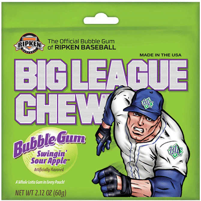 Big League Chew Bubblegum Swingin' Sour Apple 60g