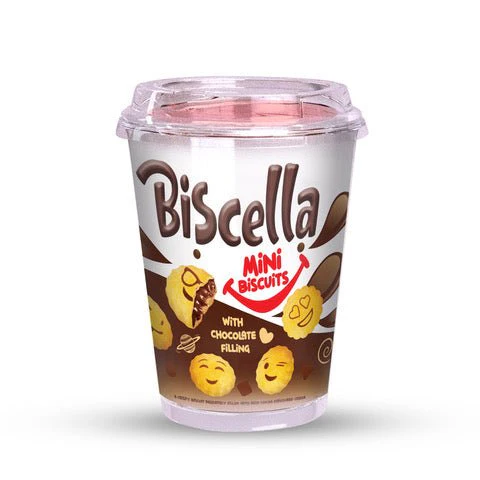 Biscella Mini Biscuits with Chocolate Filling Tub 125g