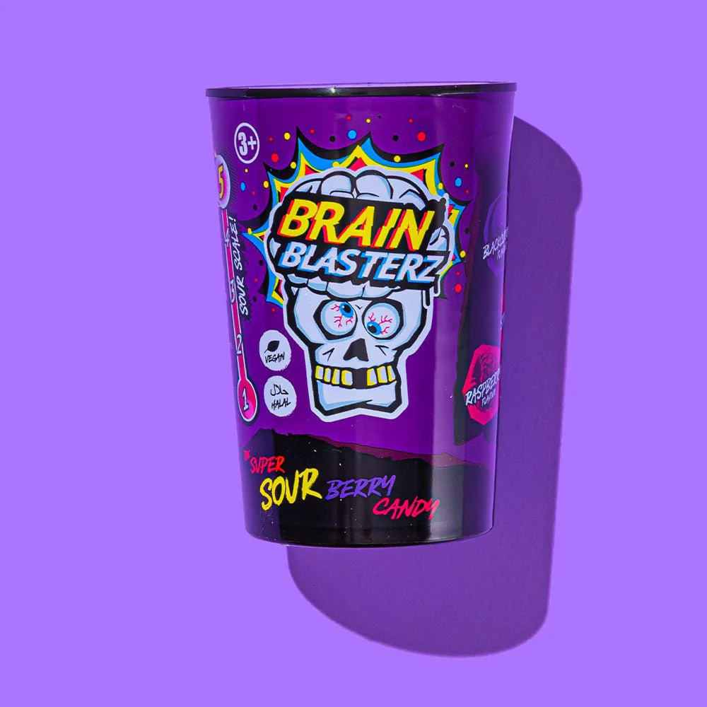 Brain Blasterz Tub Dark Berry Fruits Sour Hard Candy 48g - Image 2