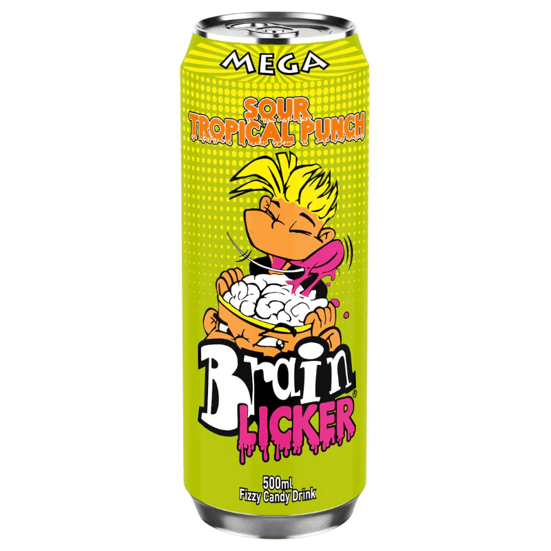 Brain Licker Sour Fizzy Candy Drink Tropical Can 500ml