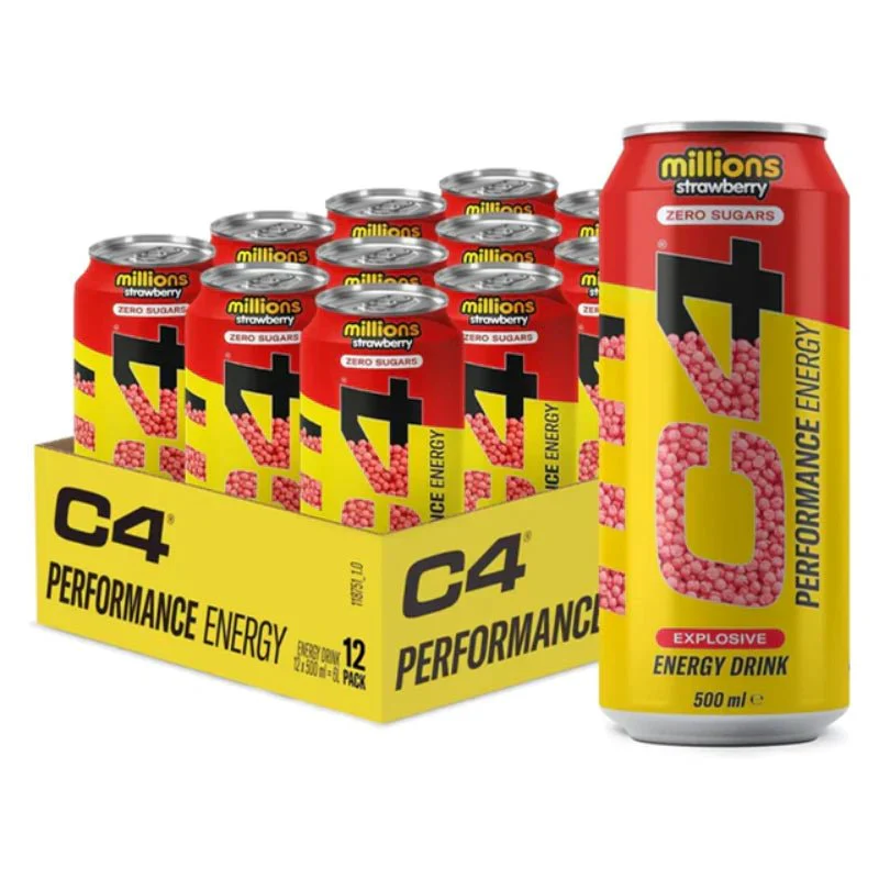 C4 Energy Millions Strawberry Zero Sugar Can 500ml PMP £1.59 (Case of 12)