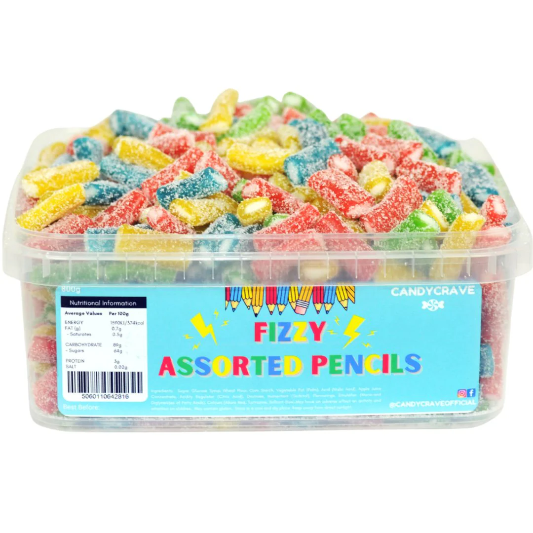 Candycrave Fizzy Assorted Pencils Tub 600g
