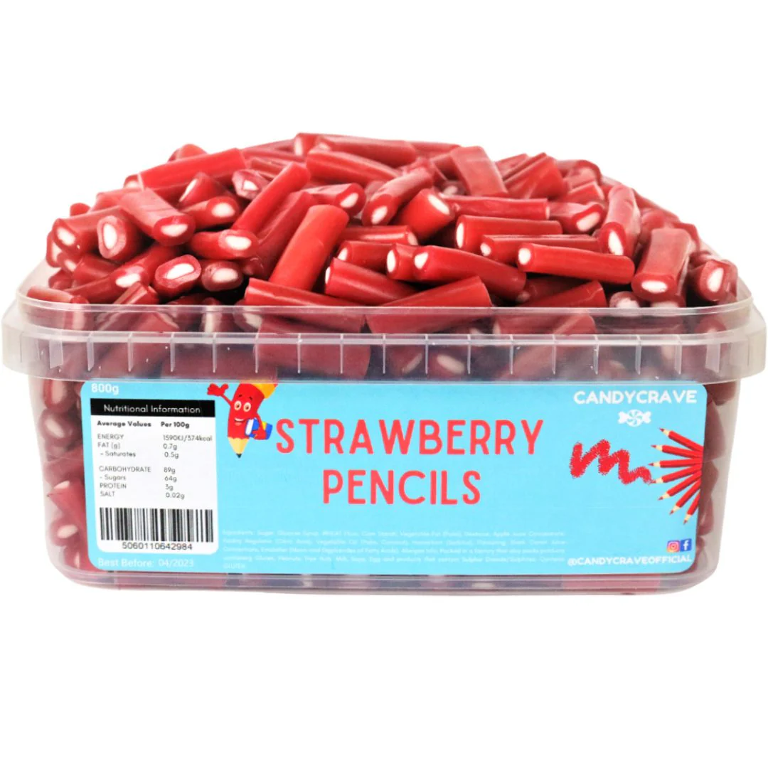 Candycrave Strawberry Pencils Tub 600g