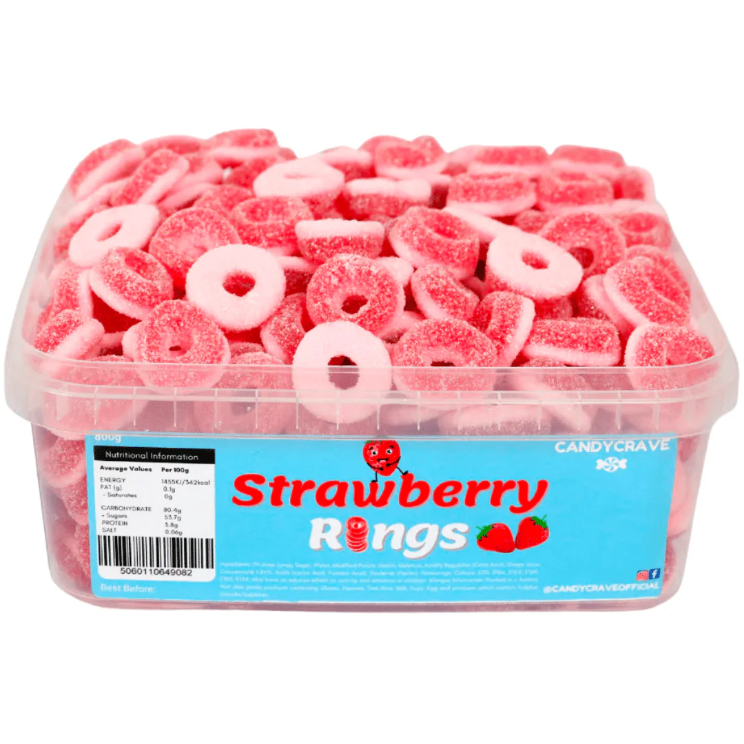 Candycrave Strawberry Rings Tub 600g