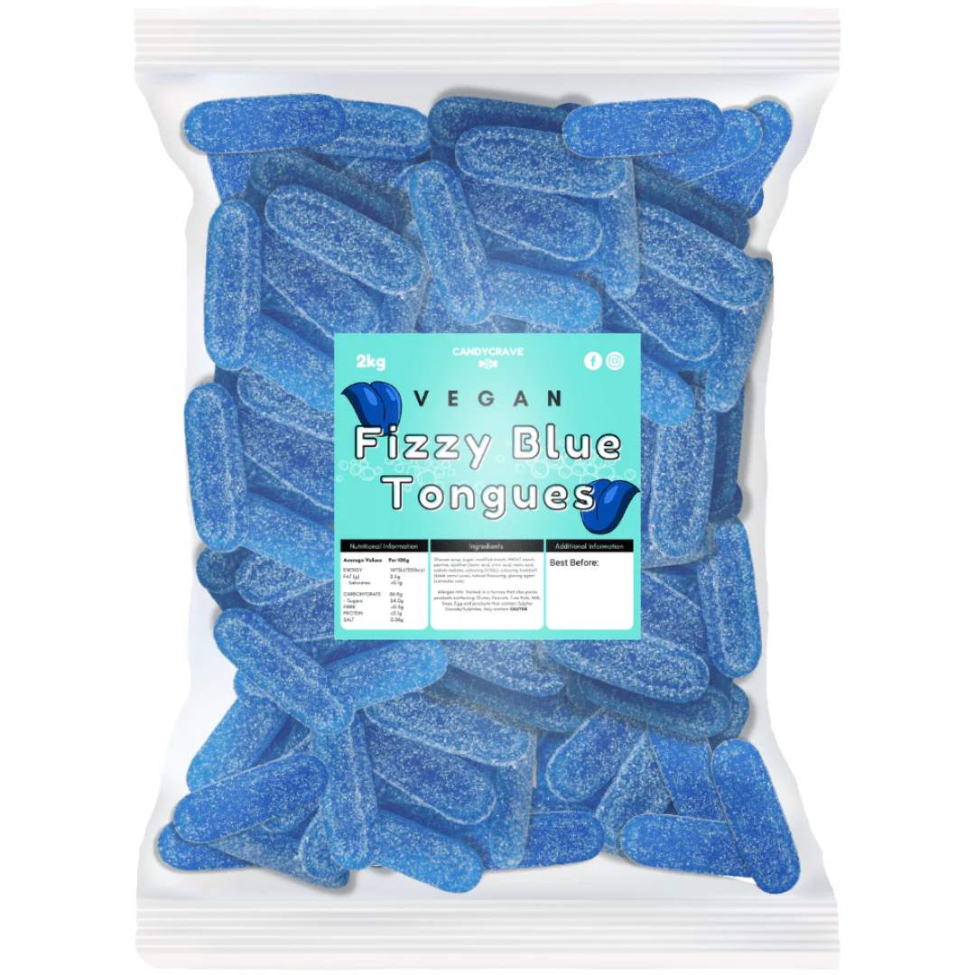 Candycrave Vegan Fizzy Blue Tongues Bag 2kg