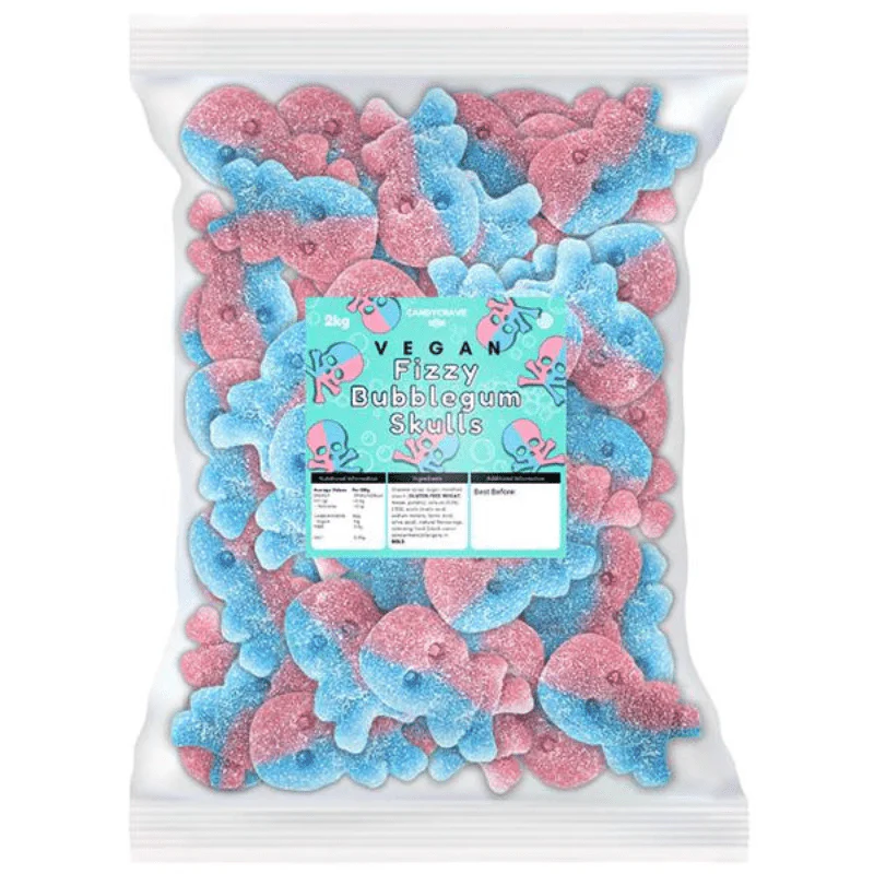 Candycrave Vegan Fizzy Bubblegum Skulls Bag 2kg