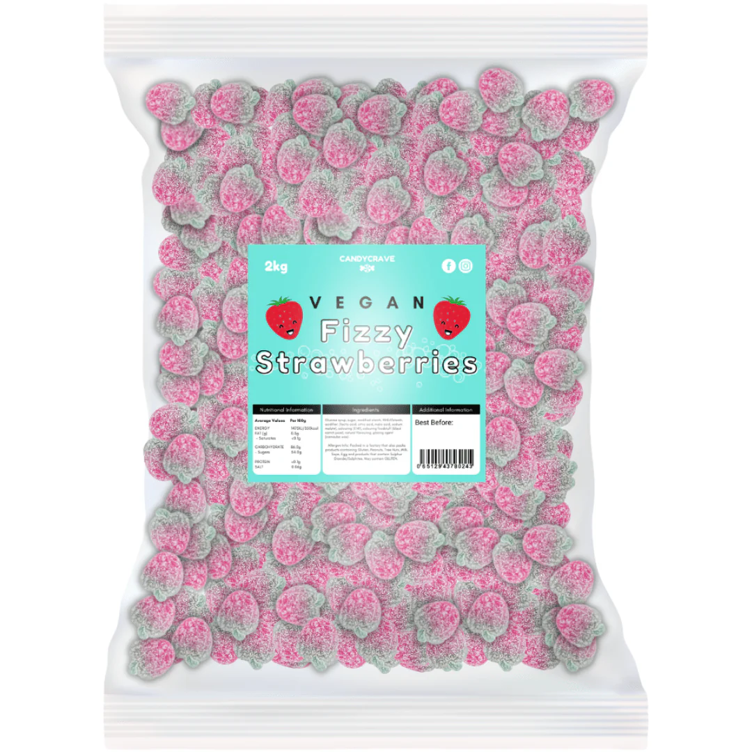 Candycrave Vegan Fizzy Strawberries Bag 2kg