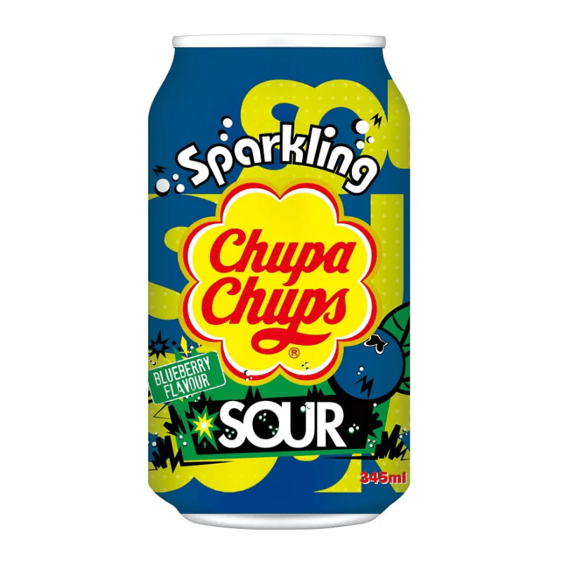 Chupa Chups Sparkling Soda Sour Blueberry Can 345ml