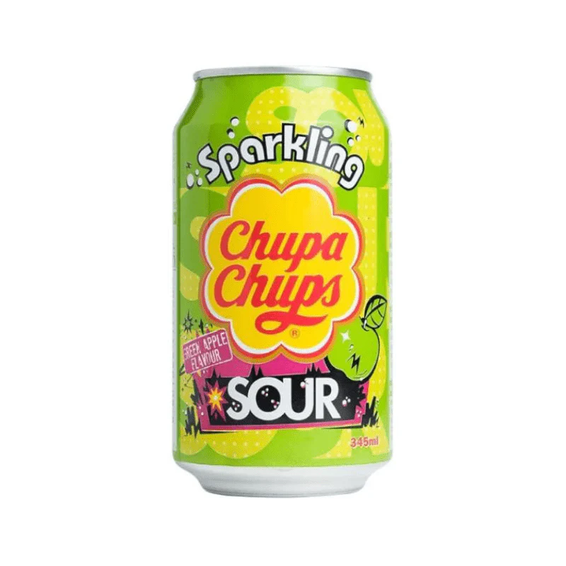 Chupa Chups Sparkling Soda Sour Green Apple Can 345ml