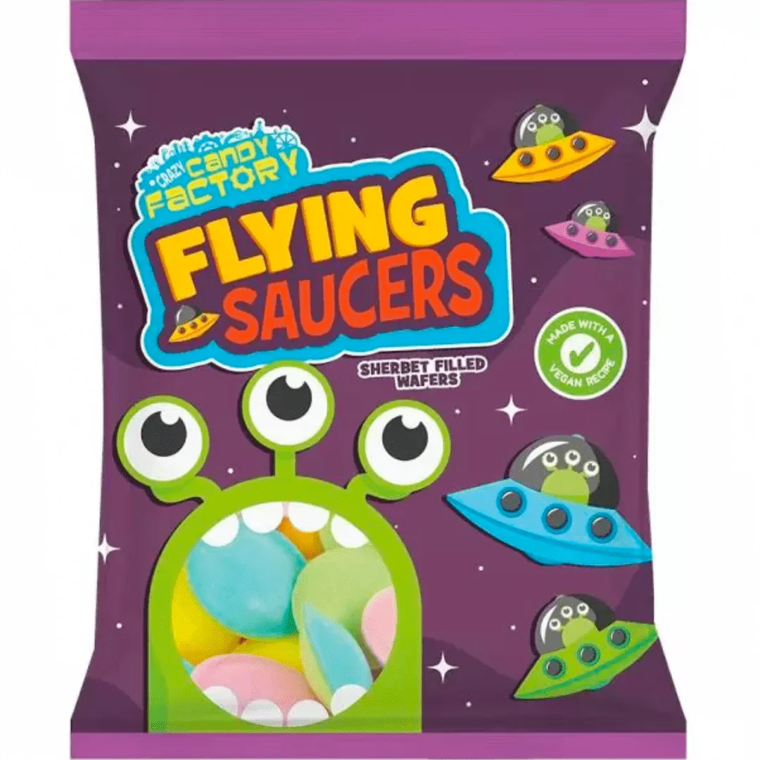 Crazy Candy Factory Flying Saucers Peg Bag 35g