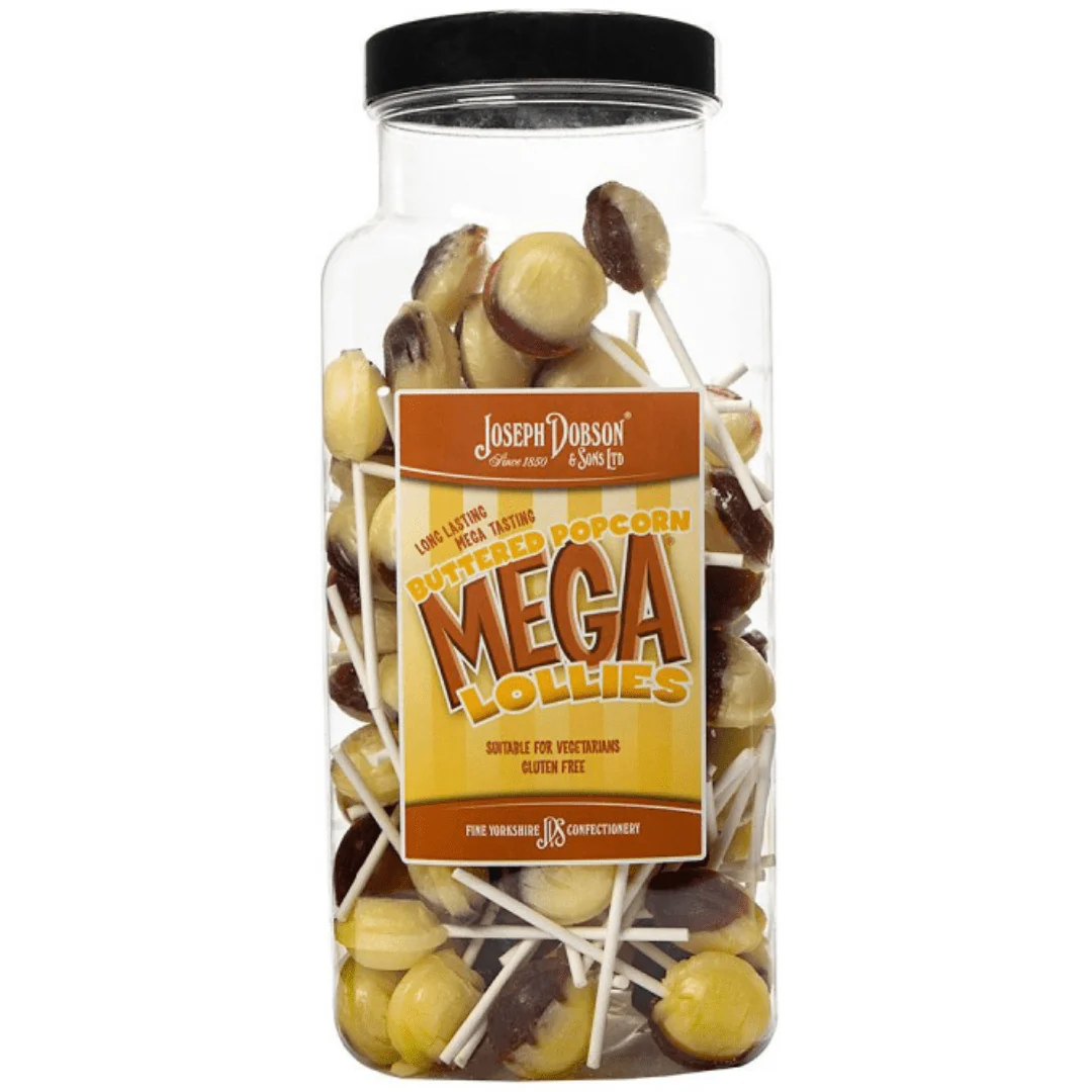 Dobsons Buttered Popcorn Mega Lollies Jar 1.9kg (90 Lollys)