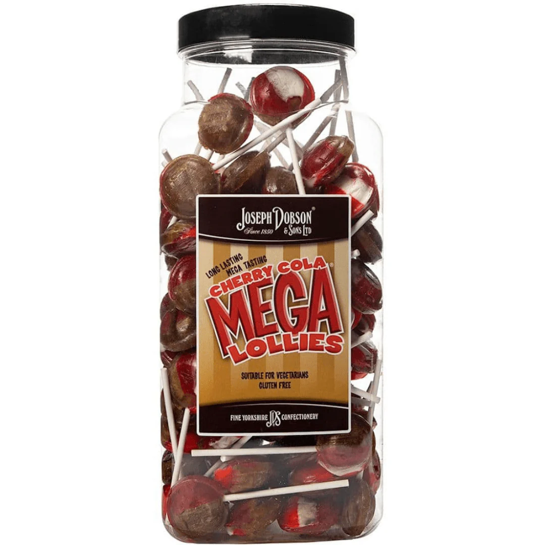 Dobsons Cherry Cola Mega Lollies Jar 1.9kg (90 Lollys)