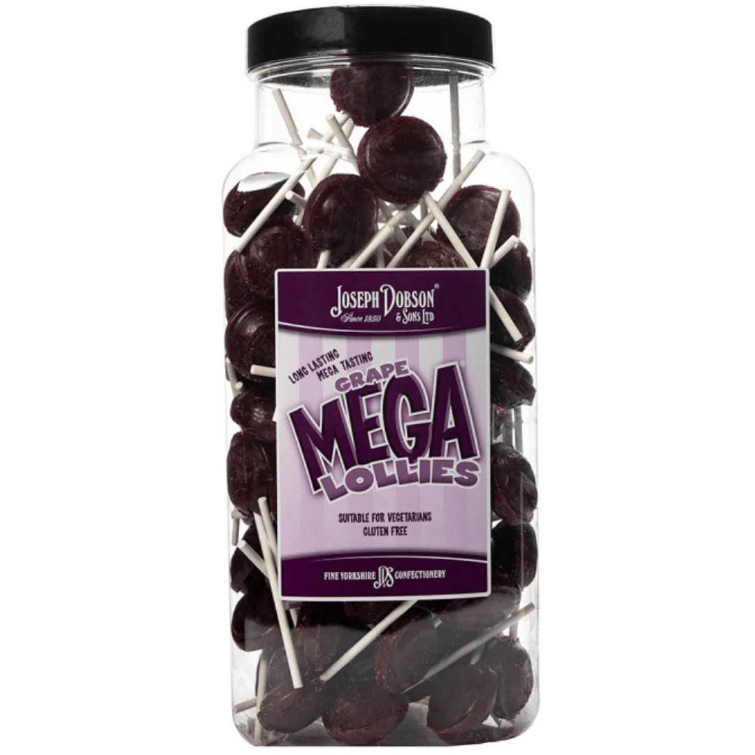 Dobsons Grape Mega Lollies Jar 1.9kg (90 Lollys)