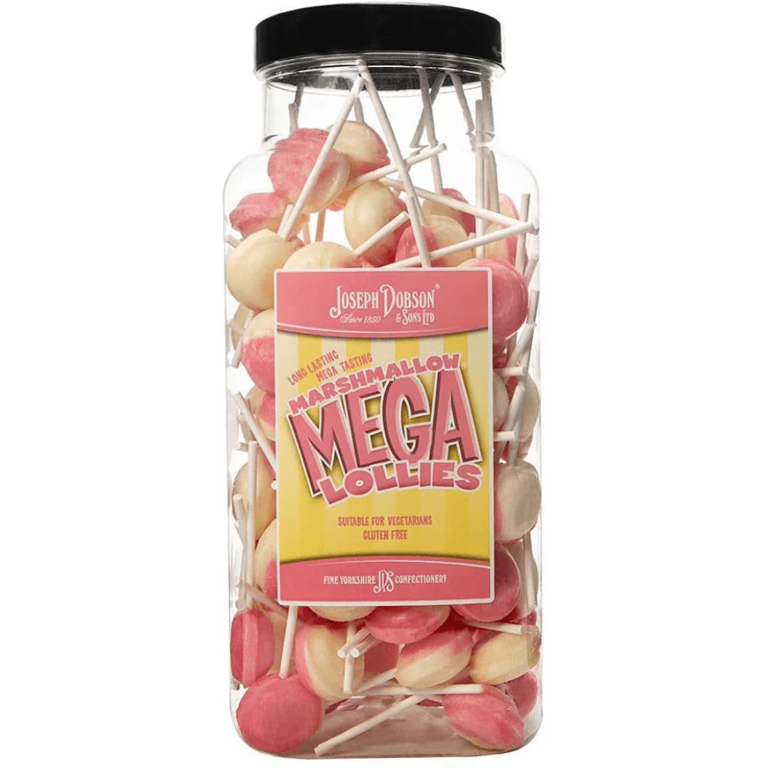 Dobsons Marshmallow Mega Lollies Jar 1.9kg (90 Lollys)