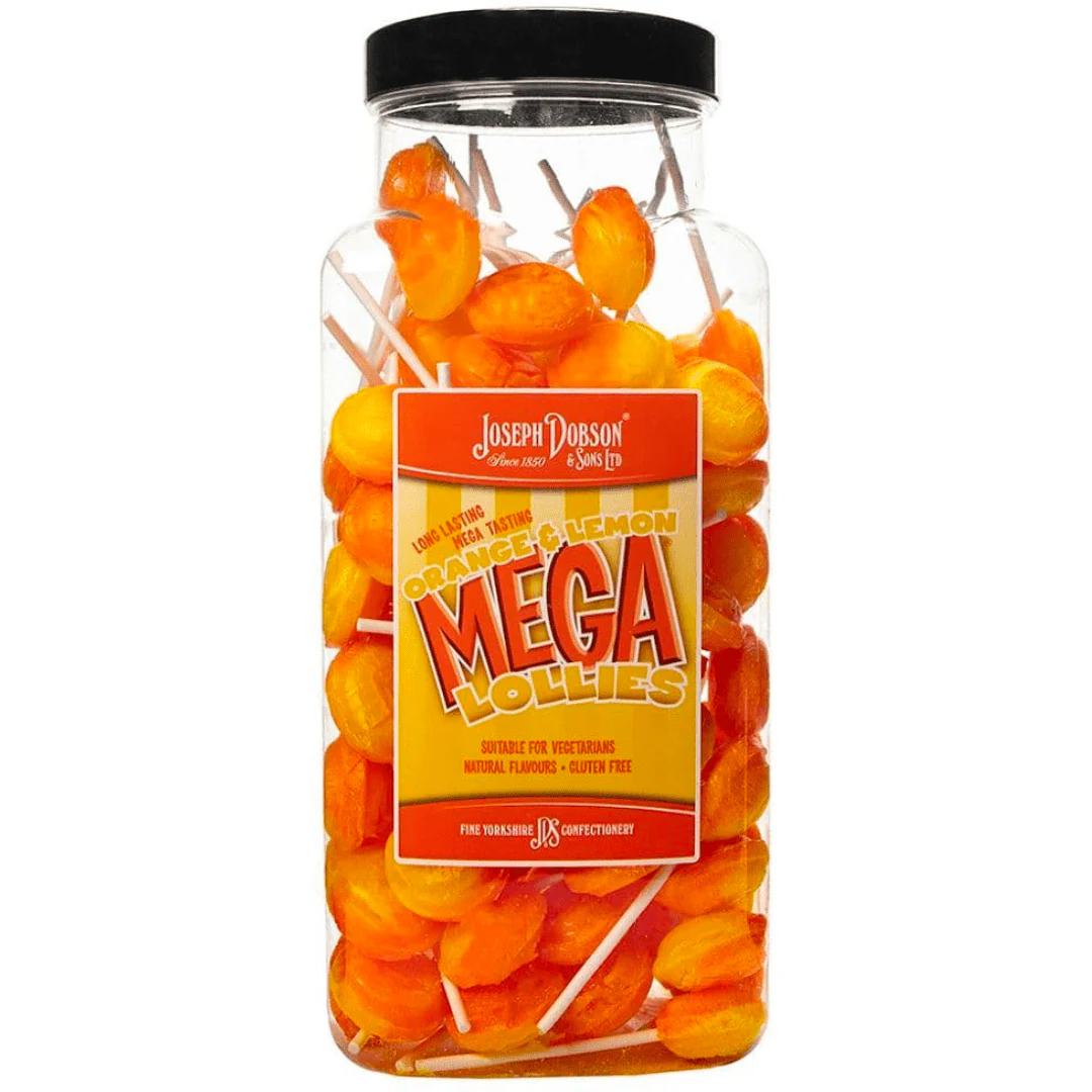 Dobsons Orange and Lemon Mega Lollies Jar 1.9kg (90 Lollys)