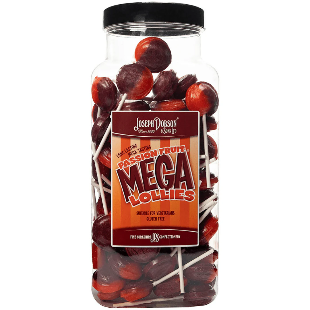 Dobsons Passionfruit Mega Lollies Jar 1.9kg (90 Lollys)