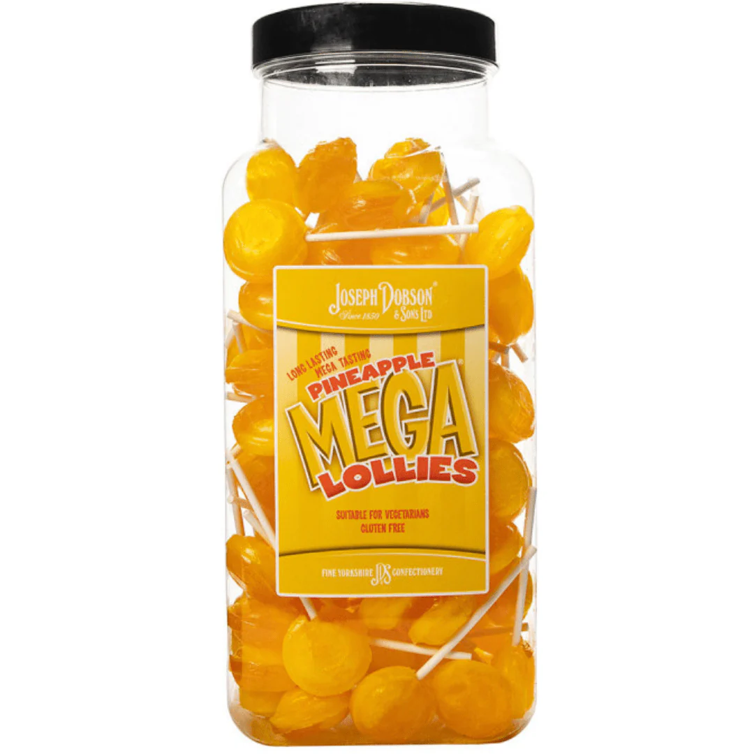 Dobsons Pineapple Mega Lollies Jar 1.9kg (90 Lollys)