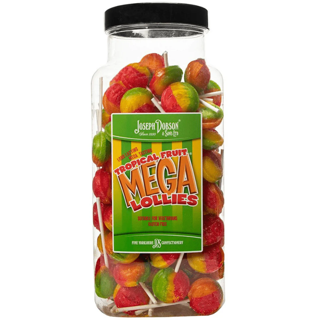 Dobsons Tropical Fruit Mega Lollies Jar 1.9kg (90 Lollys)