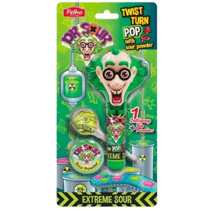 Dr Sour Twist & Turn Pop Blister Pack 17g
