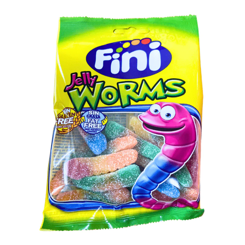 Fini Halal Jelly Fizzy Worms Peg Bag 75g