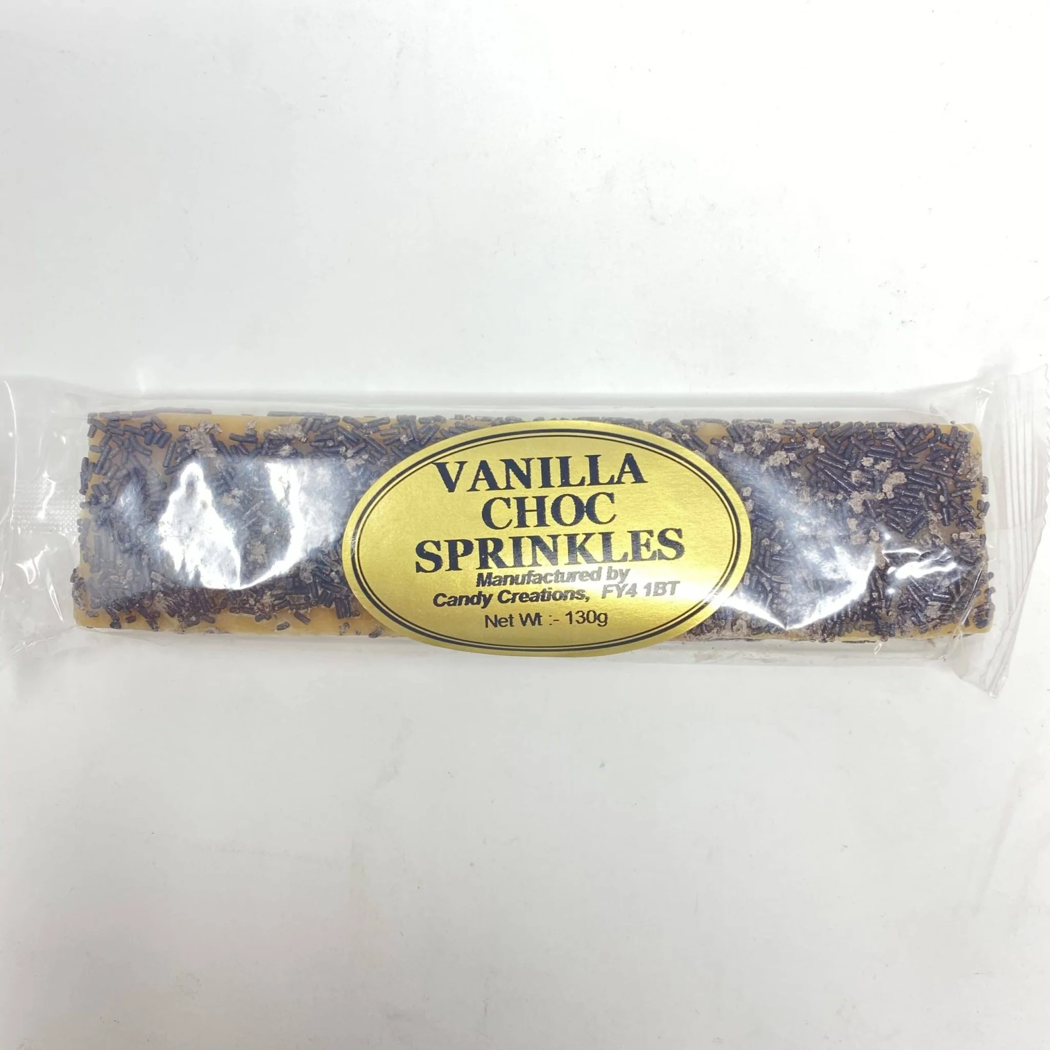 Candy Creations Vanilla Chocolate Sprinkles Fudge Bar 130g