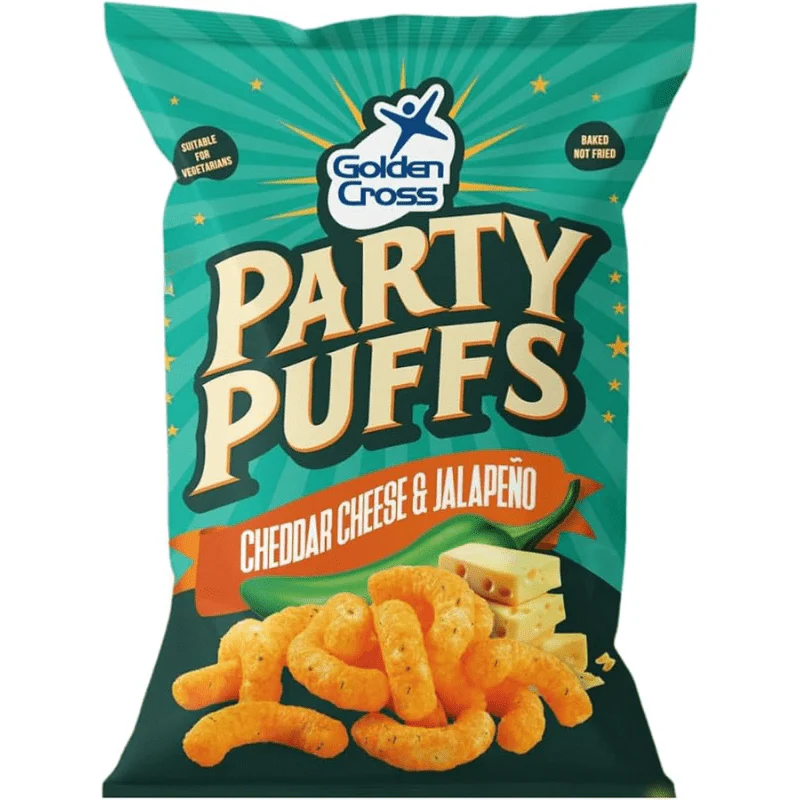 Golden Cross Party Puffs Cheddar Cheese & Jalapeno Bag 125g