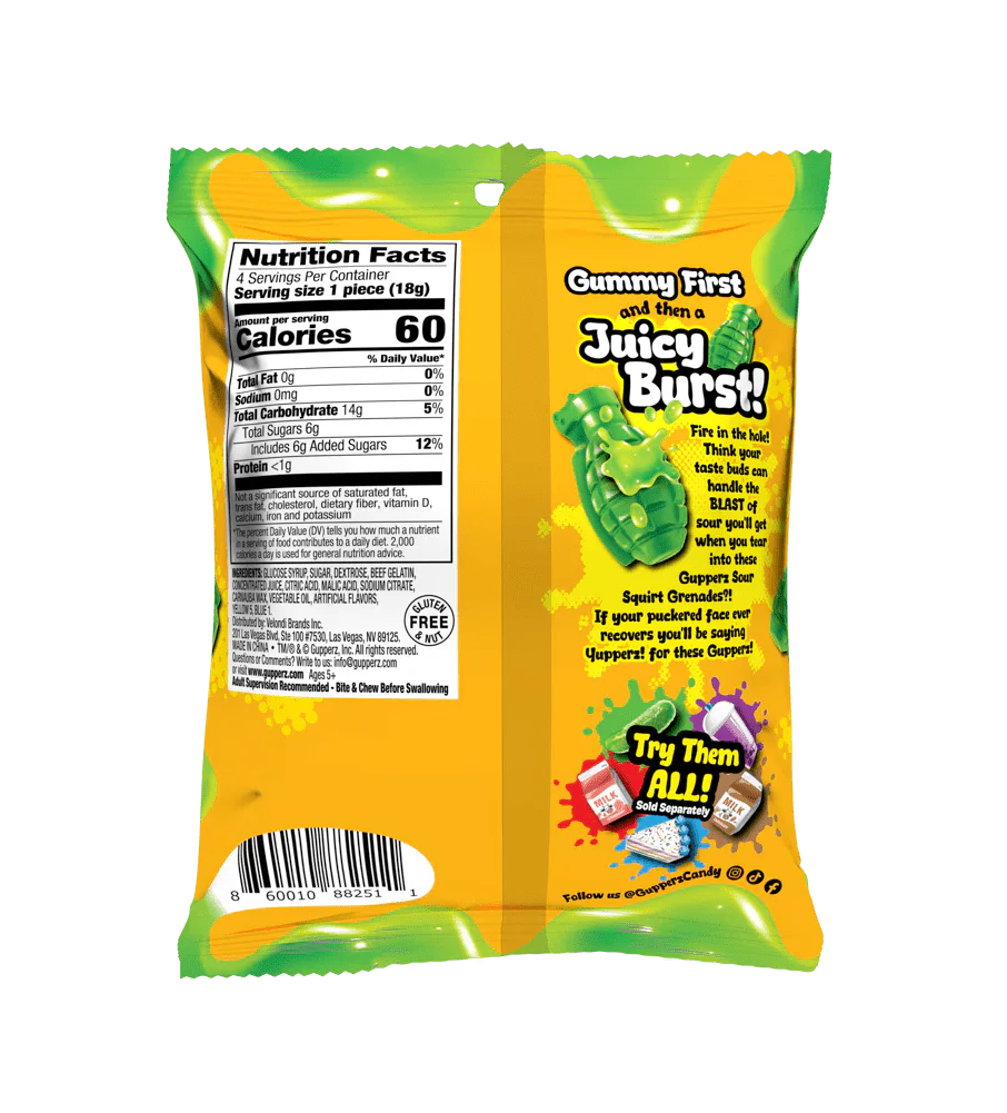 Gupperz Sour Squirt Grenade Peg Bag 72g - Image 2