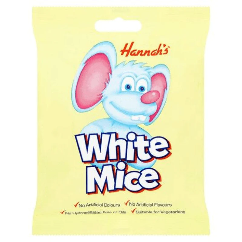 Hannahs White Mice Peg Bag 140g