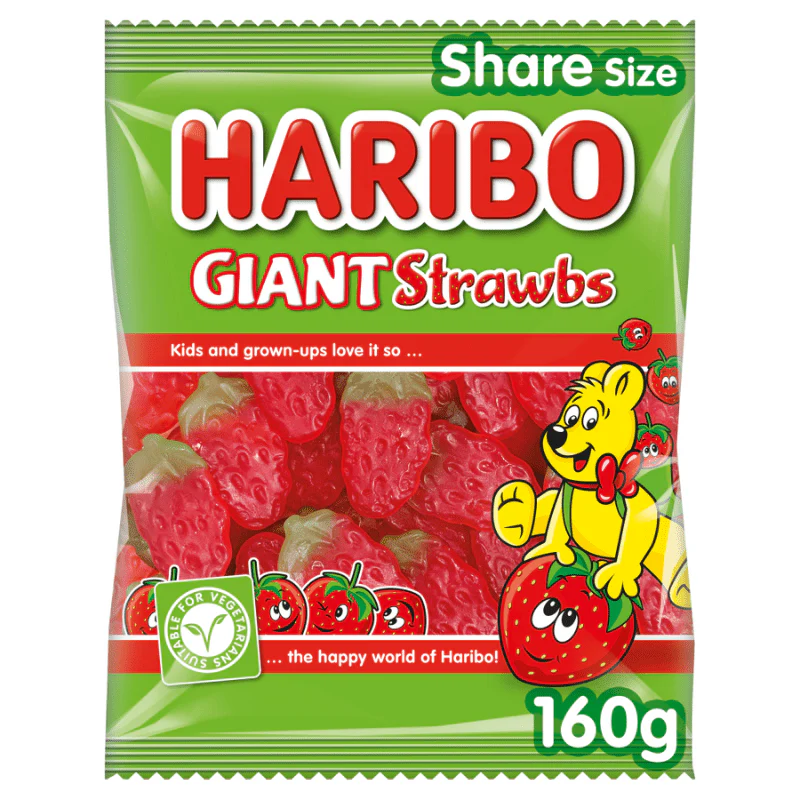 Haribo Giant Strawbs Peg Bag 160g