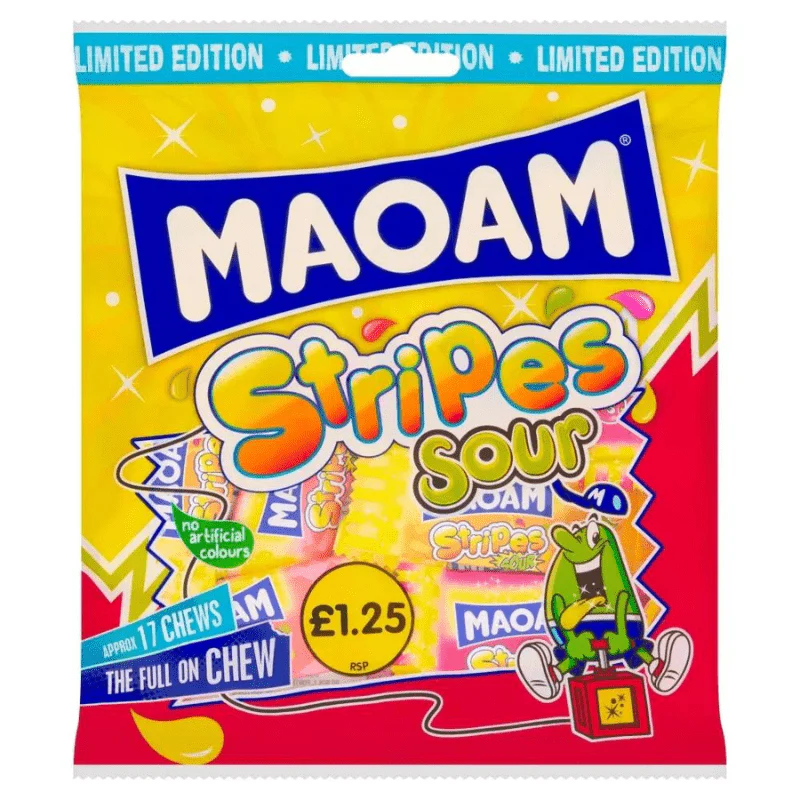 Haribo Maoam Stripes Sour Peg Bag 140g PMP £1.25