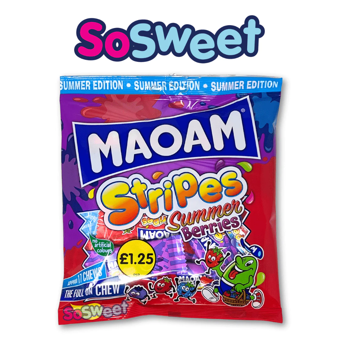 Haribo Maoam Stripes Summer Berries Peg Bag 140g