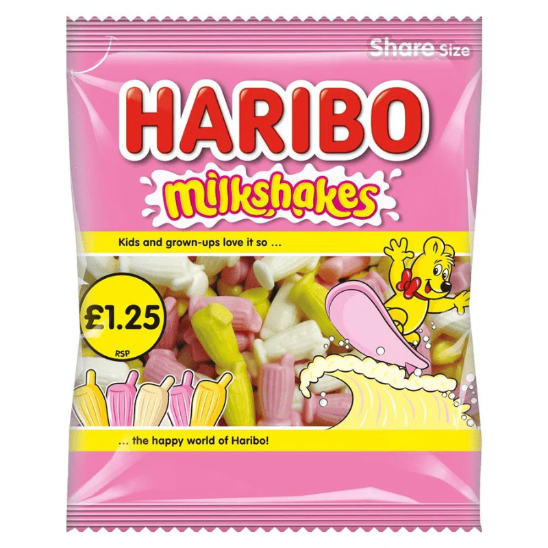 Haribo Milkshakes Peg Bag 140g PMP £1.25