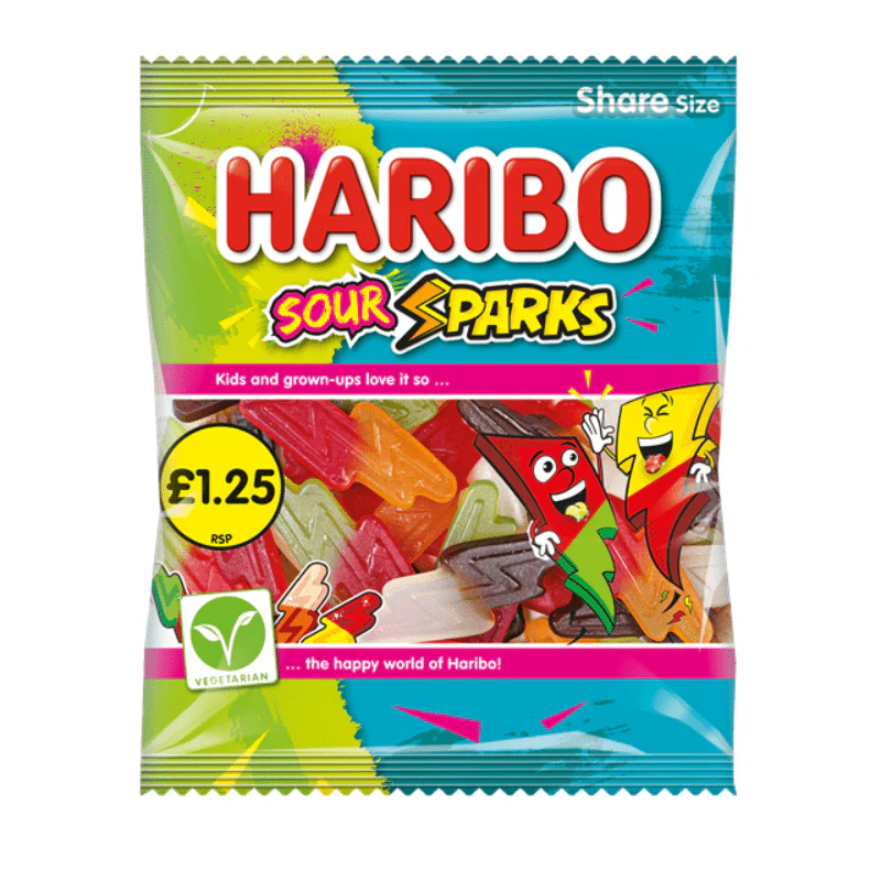 Haribo Sour Sparks Peg Bag 140g PMP £1.25
