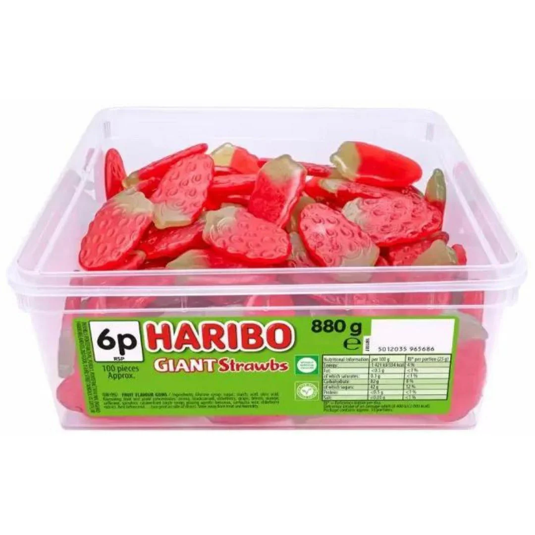 Haribo Giant Strawbs Tub 825g