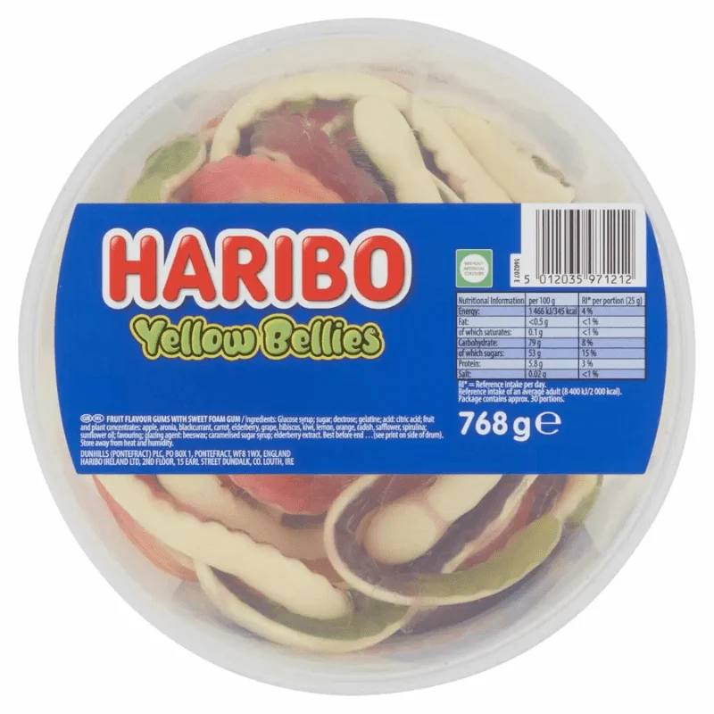 Haribo Yellow Bellies Tub 768g