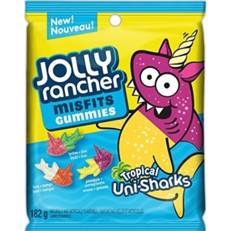 Jolly Rancher Misfits Gummies Uni Sharks Peg Bag 182g