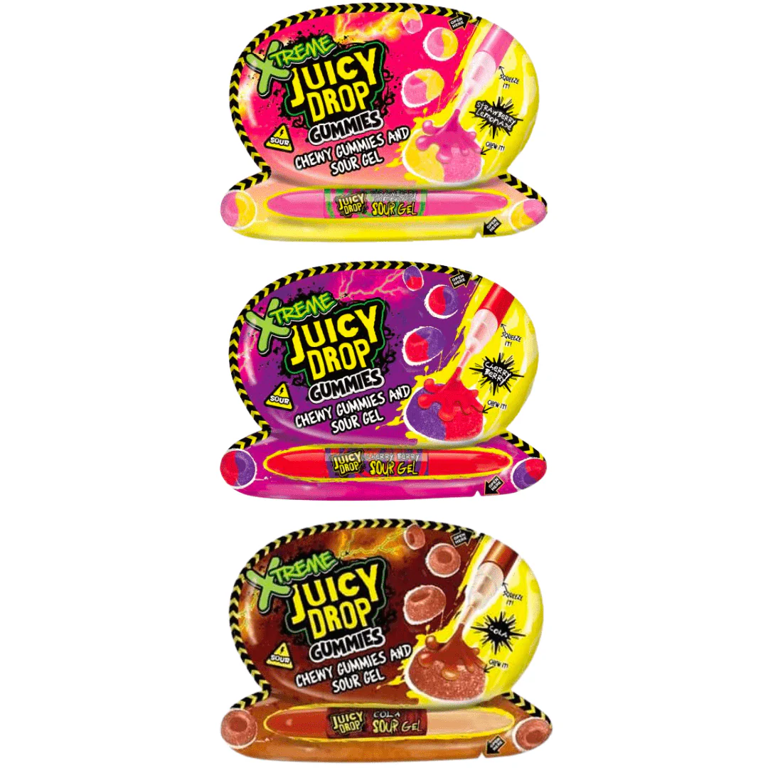 Bazooka Juicy Drop Xtreme Gummies and Sour Gel 57g
