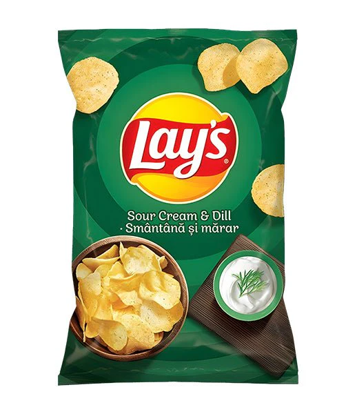 Lays Sour Cream & Dill Crisps Bag 125g