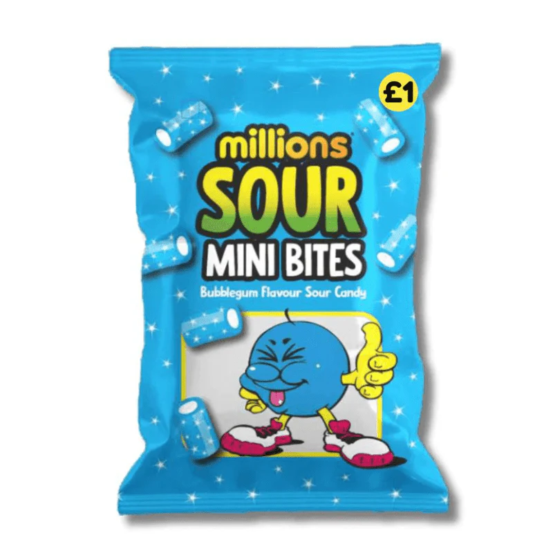 Millions Bags Sour Bubblegum Mini Bites Peg Bag 140g